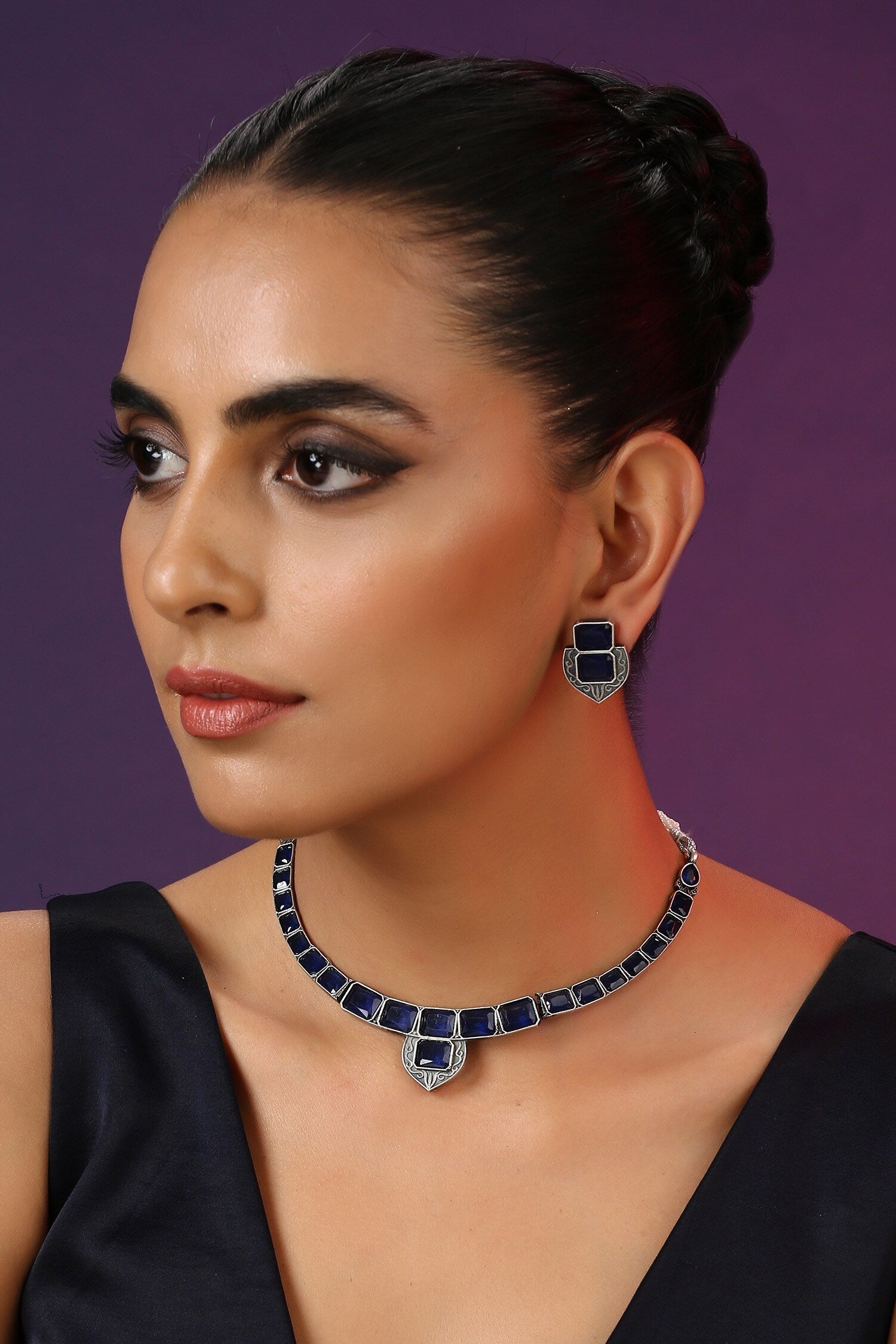 Sapphire Embellished Choker Set 