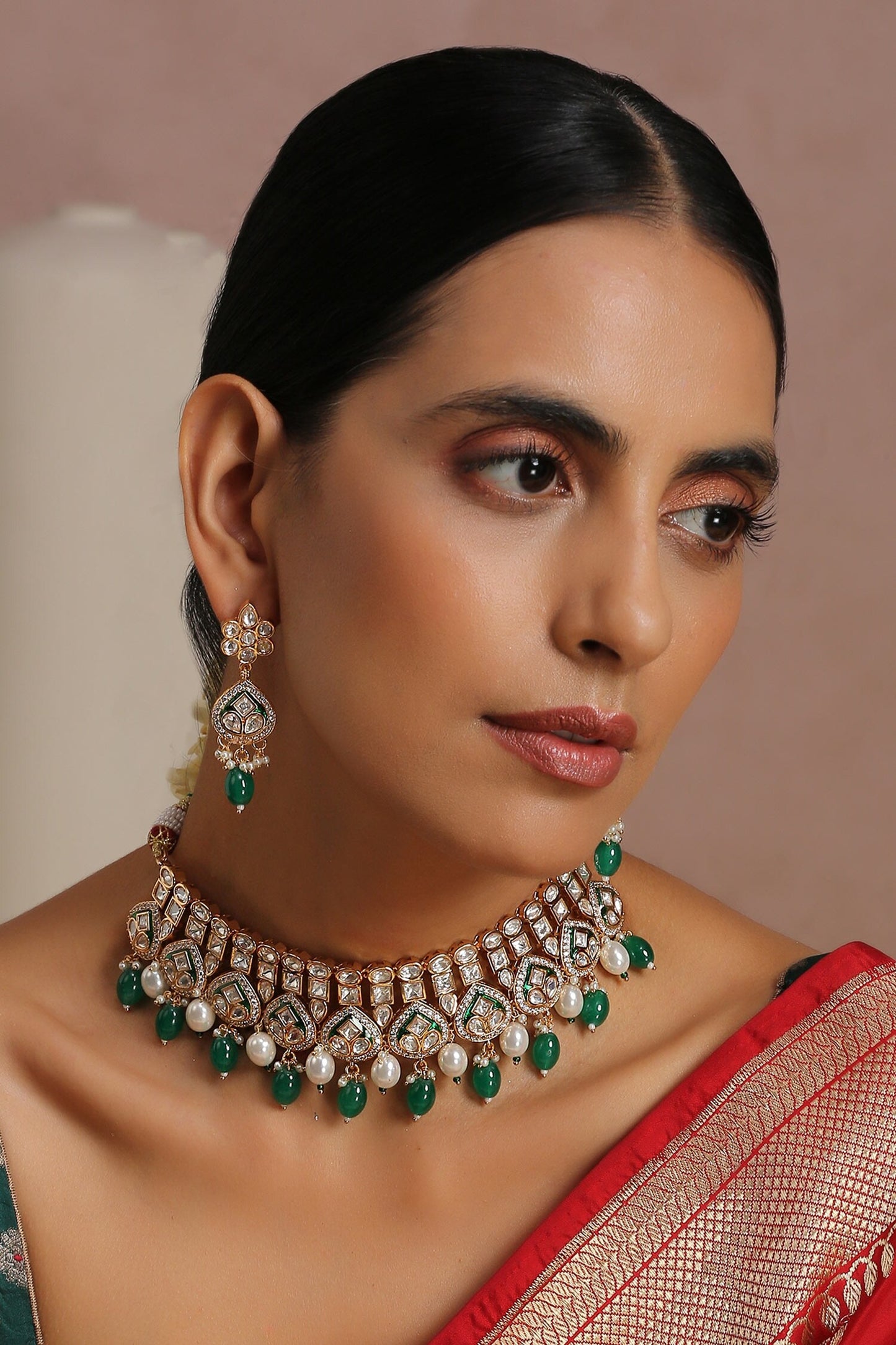 Pearl Embellished Choker Set 