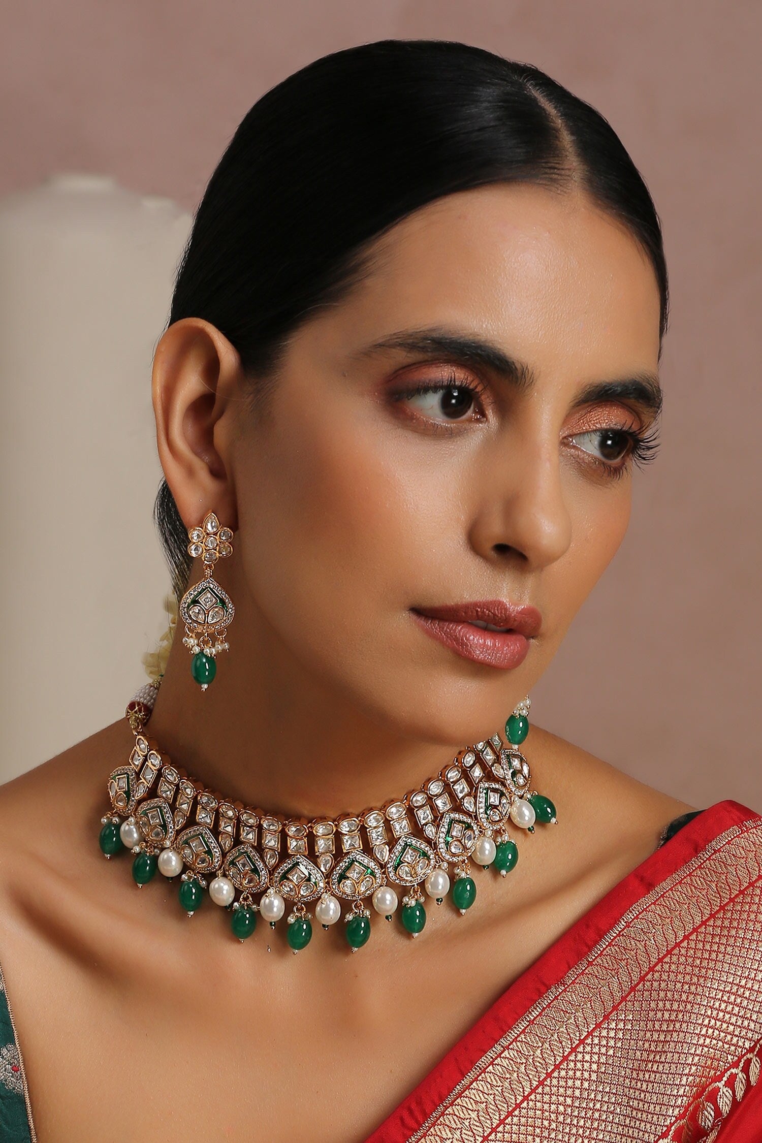 Pearl Embellished Choker Set 