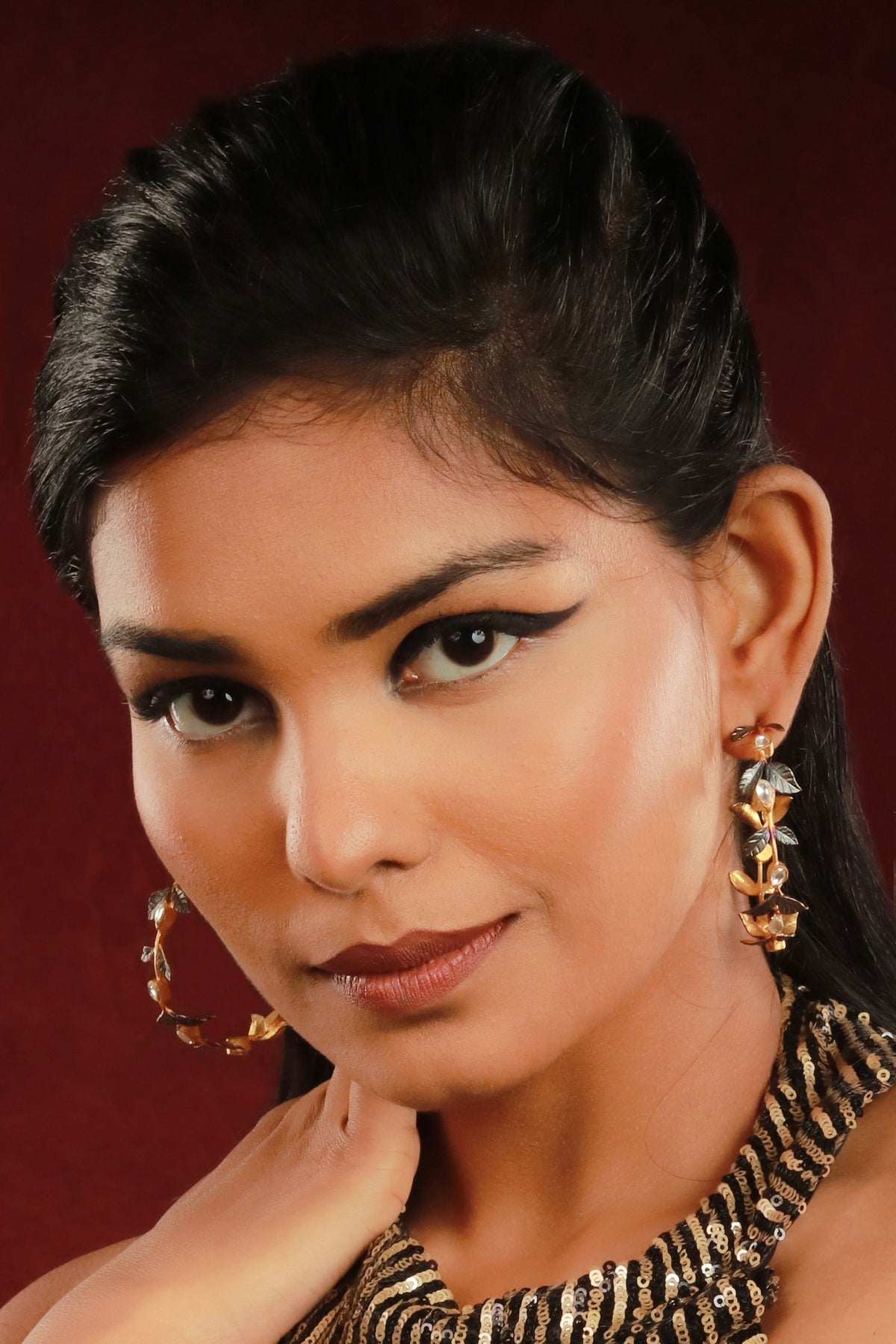 Leaf Embellished Hoops 
