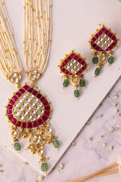 Kundan Stone Embellished Necklace set 