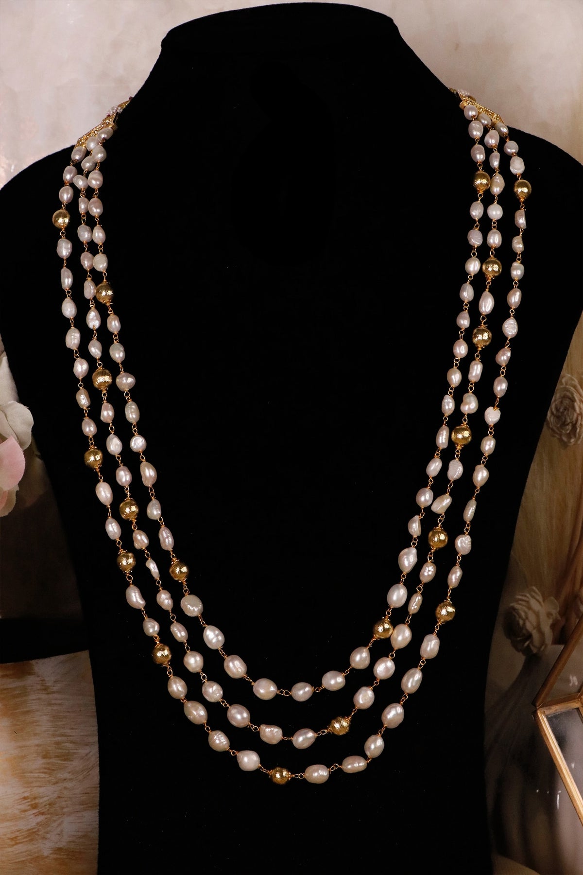 Layered Baroque Pearl Necklace 