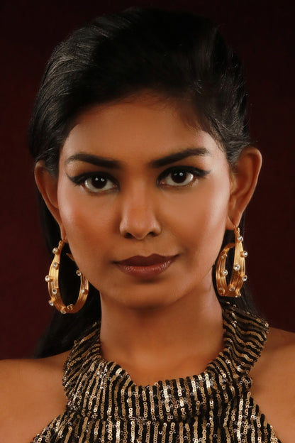 Stones Embellished Hoop Earrings 