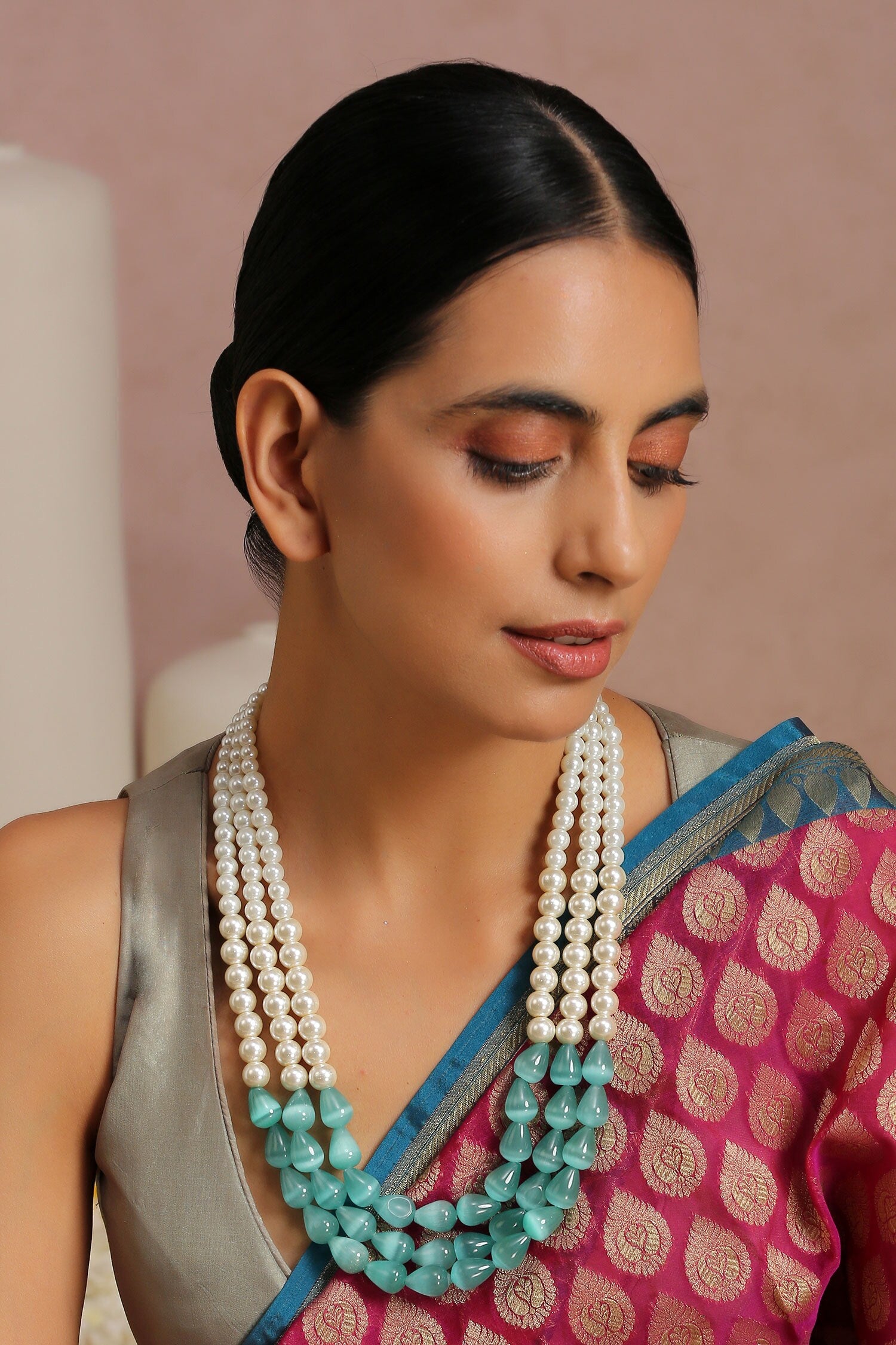 Mint Pearl Layered Necklace 