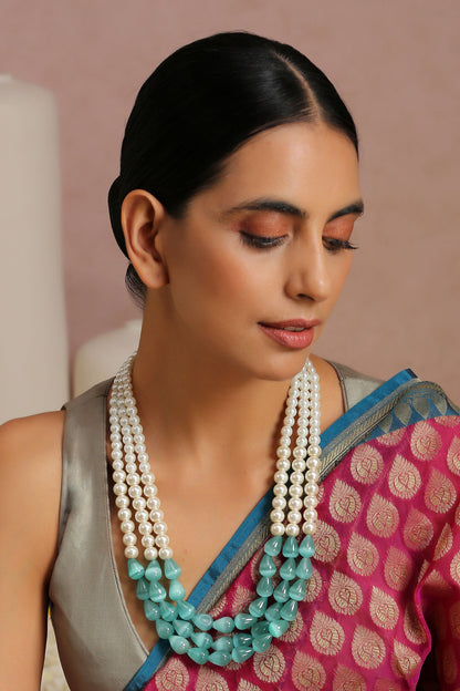 Mint Pearl Layered Necklace 
