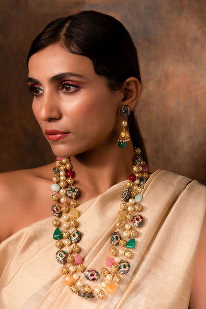 Multi Beaded Long Necklace Set 