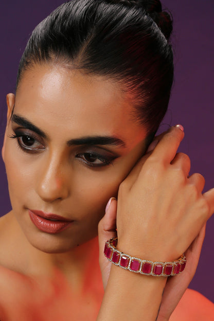 Zirconia Embellished Red Bracelet 