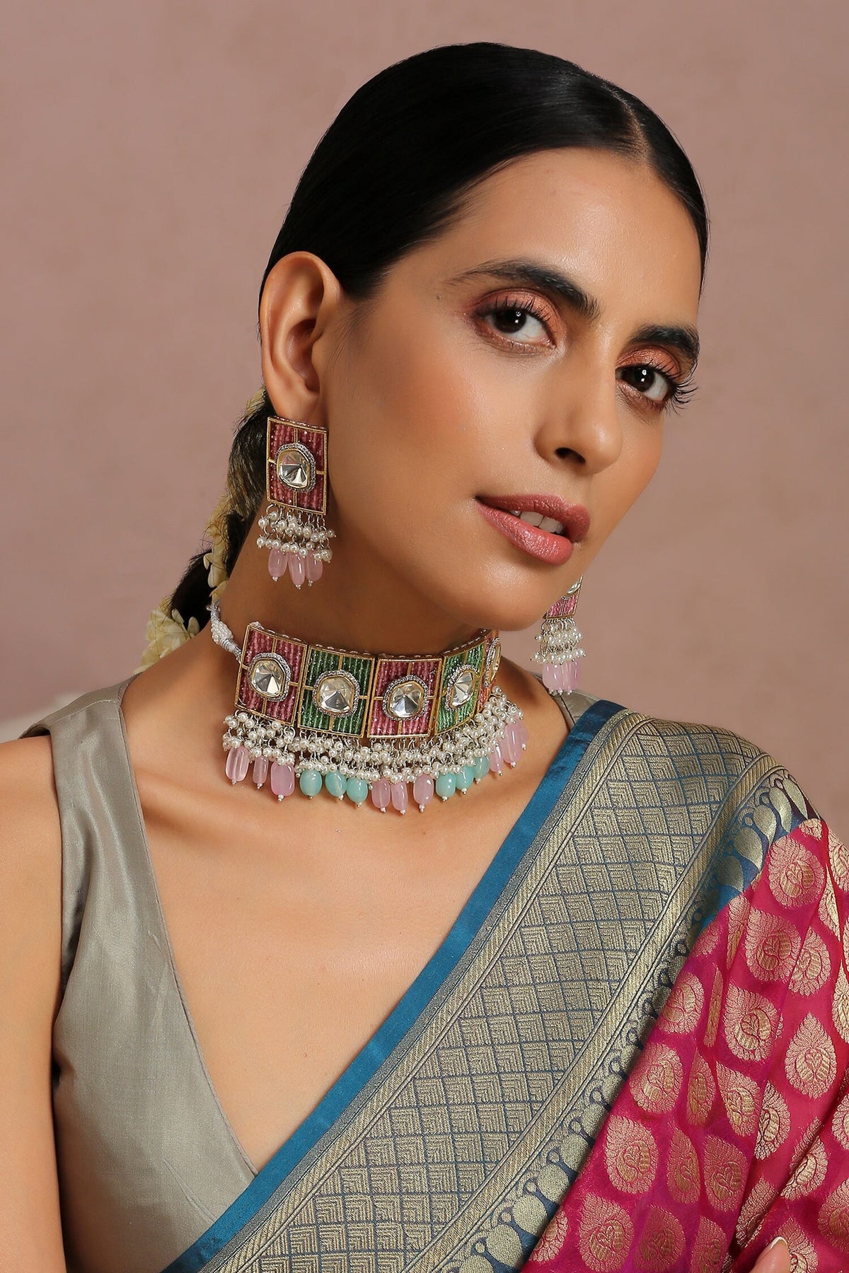 Multi-Bead Embellished Choker Set 
