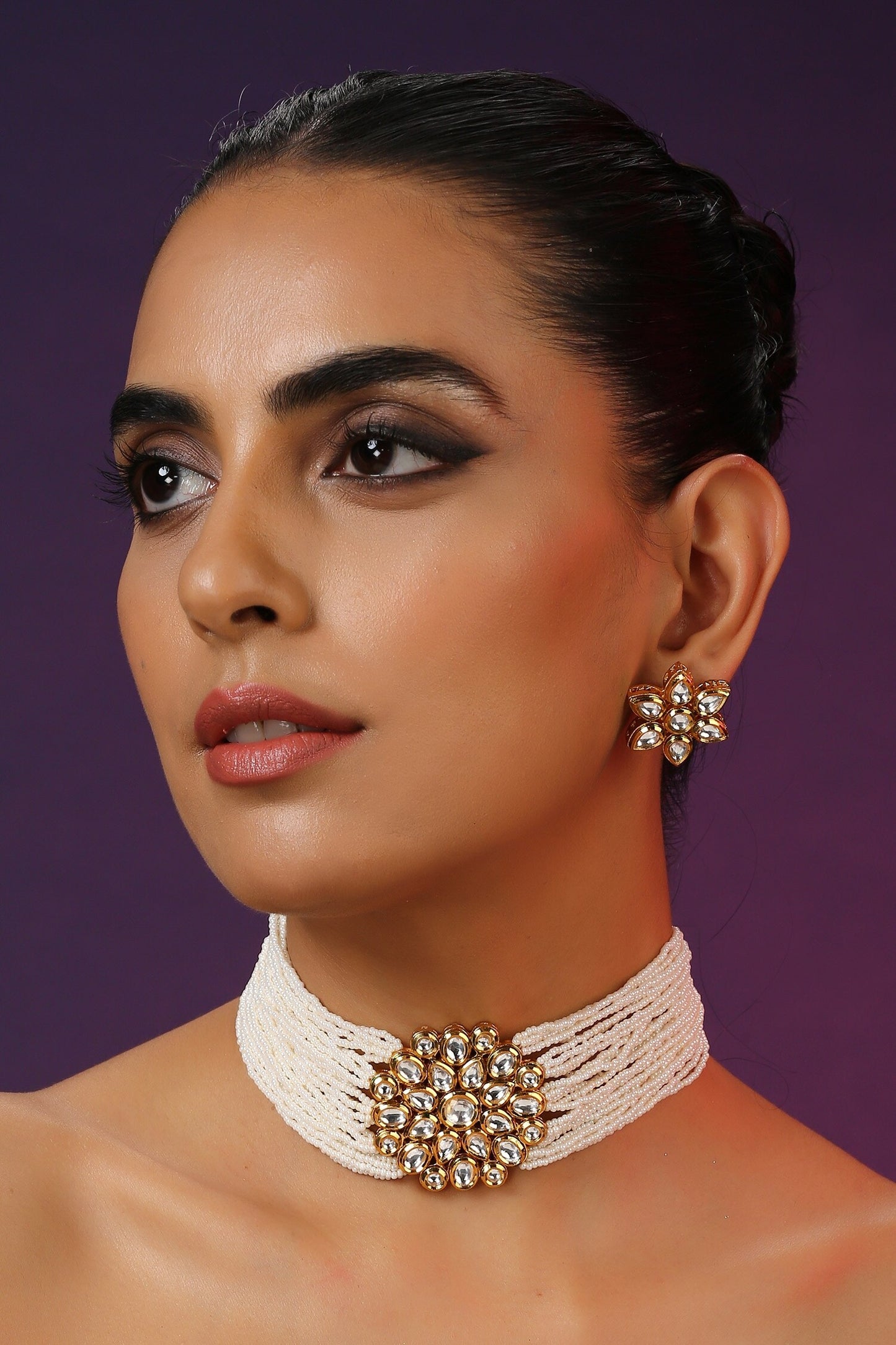 Pearl Embellished Choker Set 