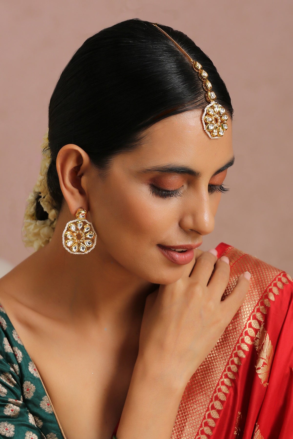 Kundan Embellished Maangtikka Set 