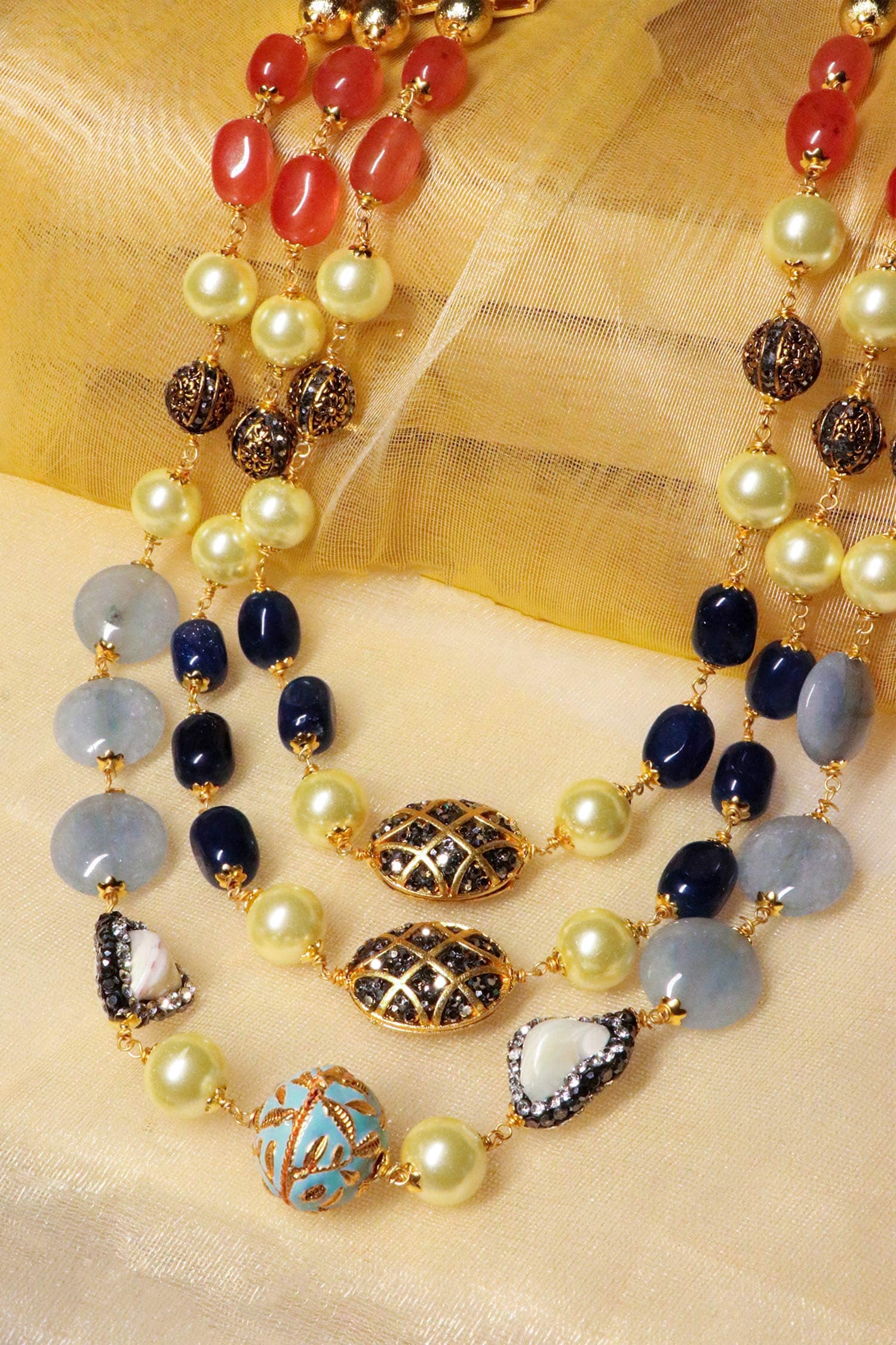 Gold Multi Color Layered Mala 