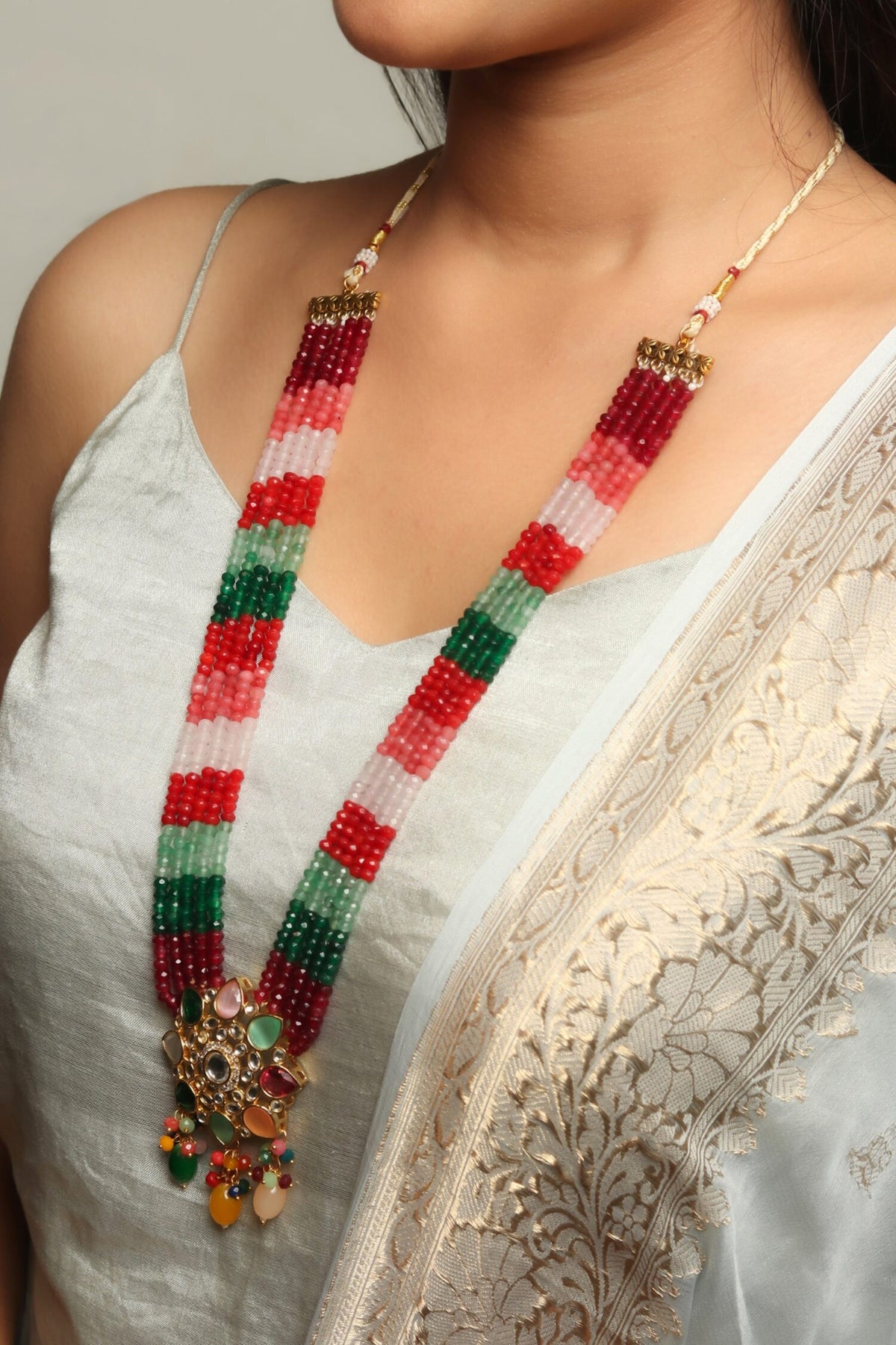 Navaratna Stone Embellished Necklace Set 