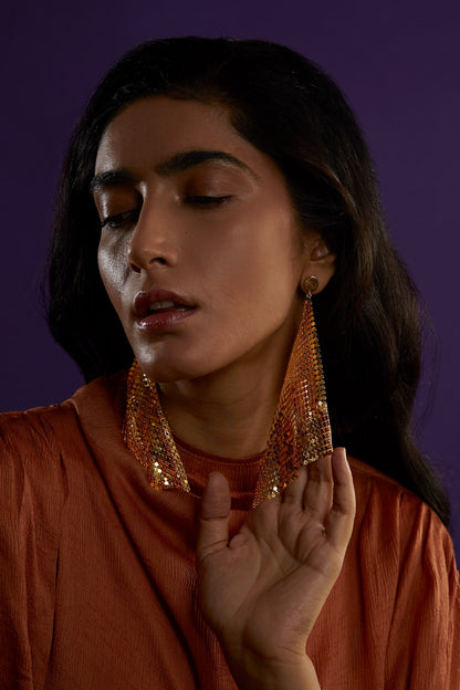 Handcrafted Mesh Tassel Earrings 
