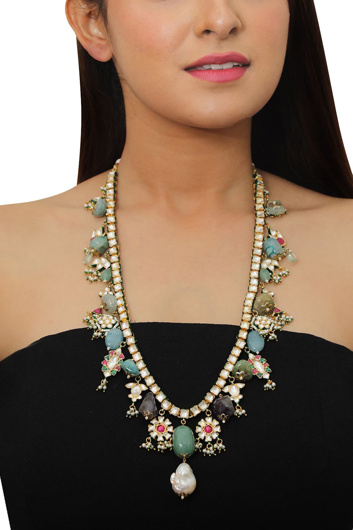 Stone Pendant Long Necklace 