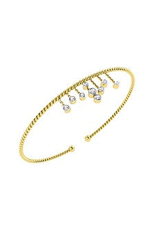Two-Tone Finish Round-Shaped Diamond Openable Bracelet