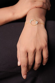 Two-Tone Finish Round-Shaped Diamond Openable Bracelet