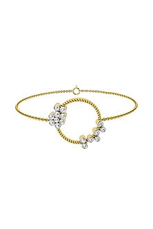 Two-Tone Finish Round-Shaped Diamond Openable Bracelet
