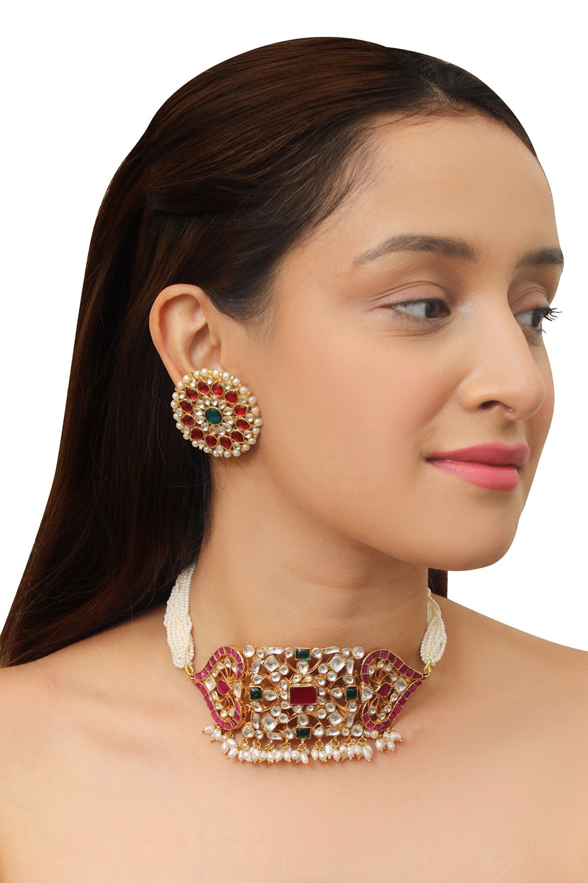 Stone Pendant Choker Set 