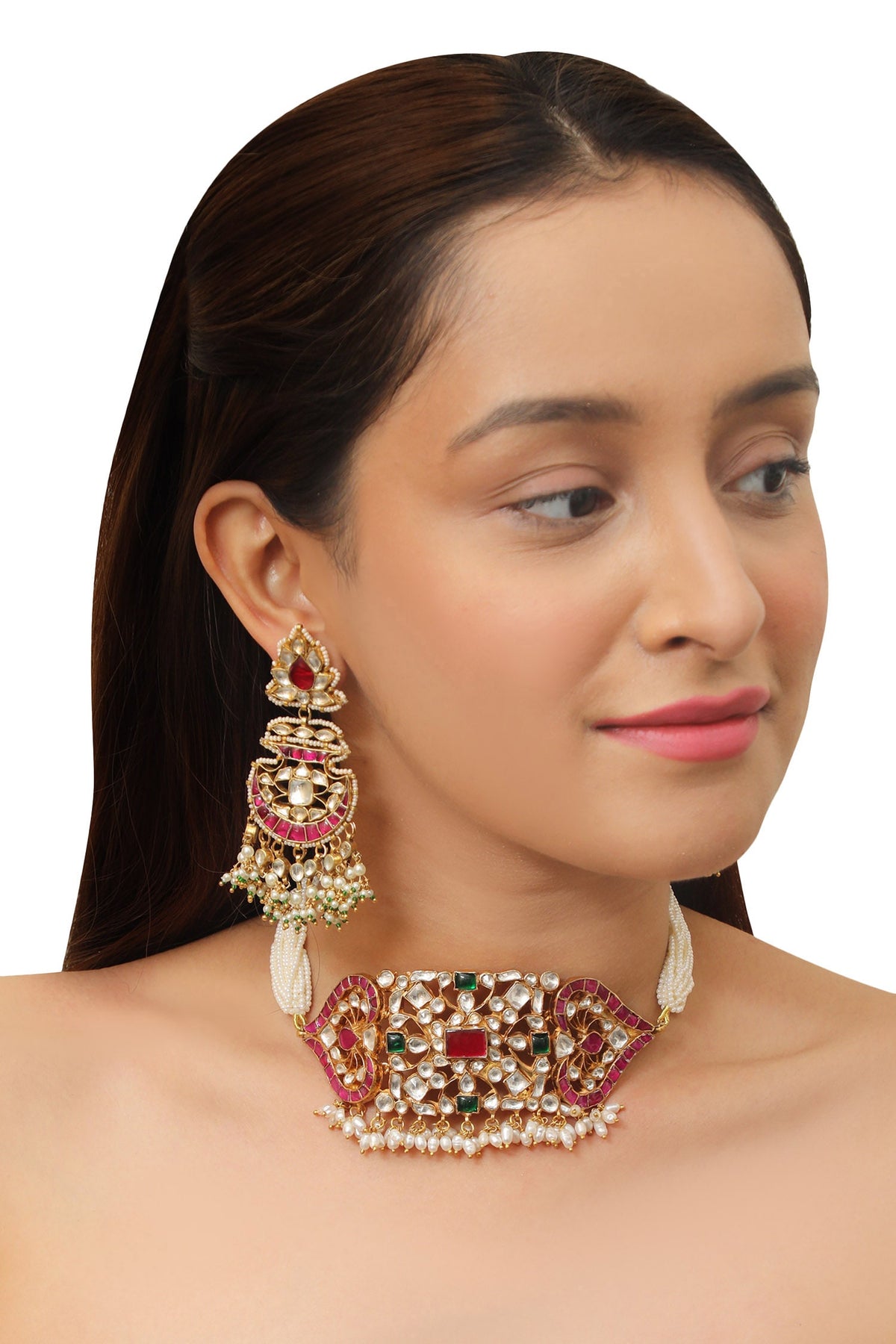  Stone Pendant Choker Set 