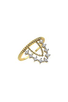 Two-Tone Finish Round-Shaped Diamond Chain Ring