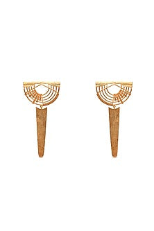 Gold Plated Weaved Ball Chain Semi Circle Earrings