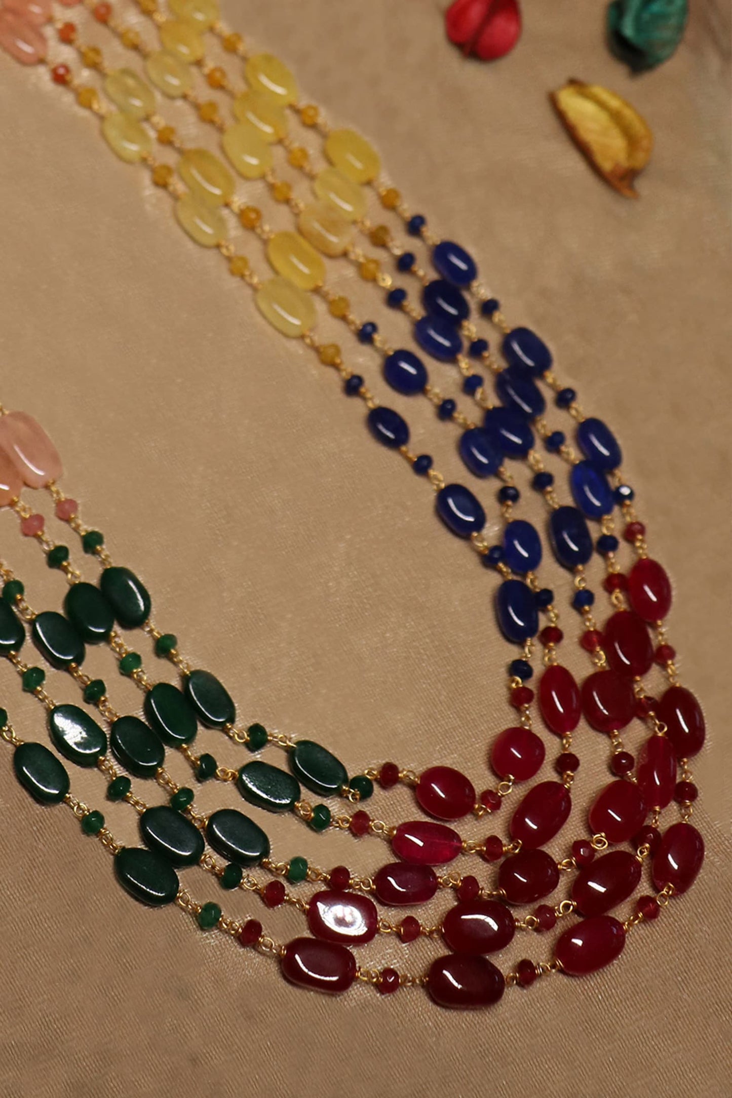 Multi Color Layered Onyx Stone Necklace 