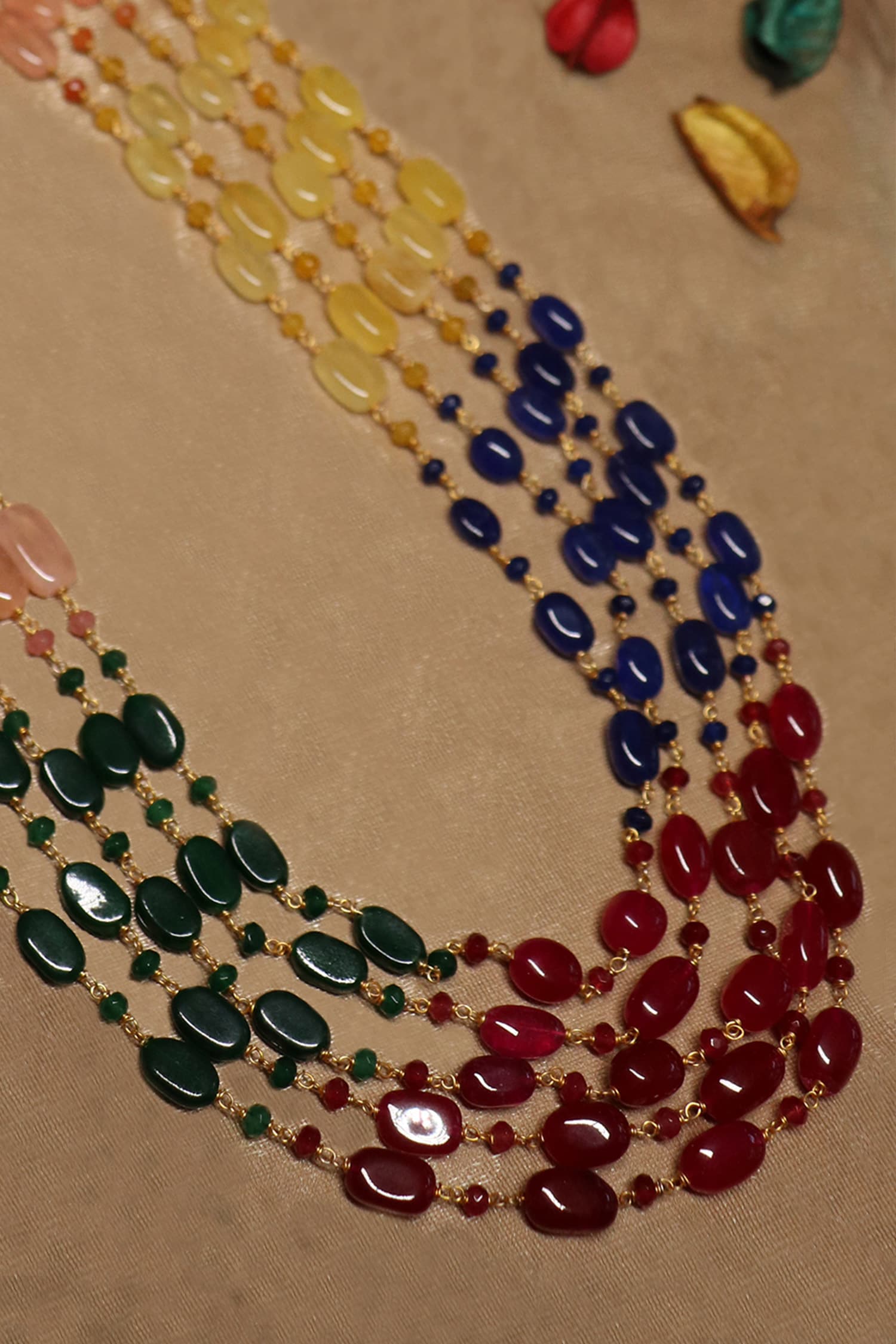 Multi Color Layered Onyx Stone Necklace 