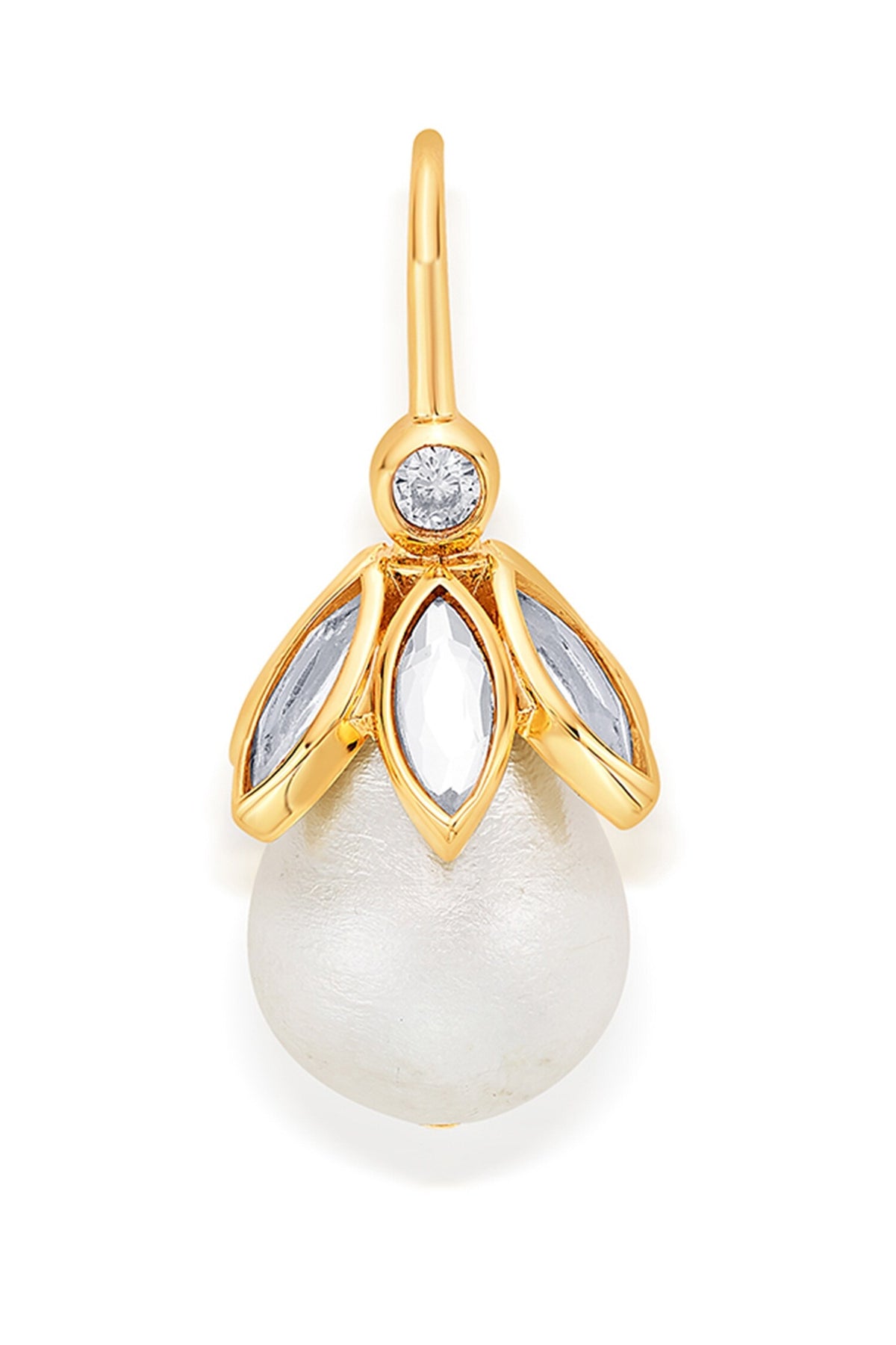 Marquise Mirror Pearl Drop Earrings 