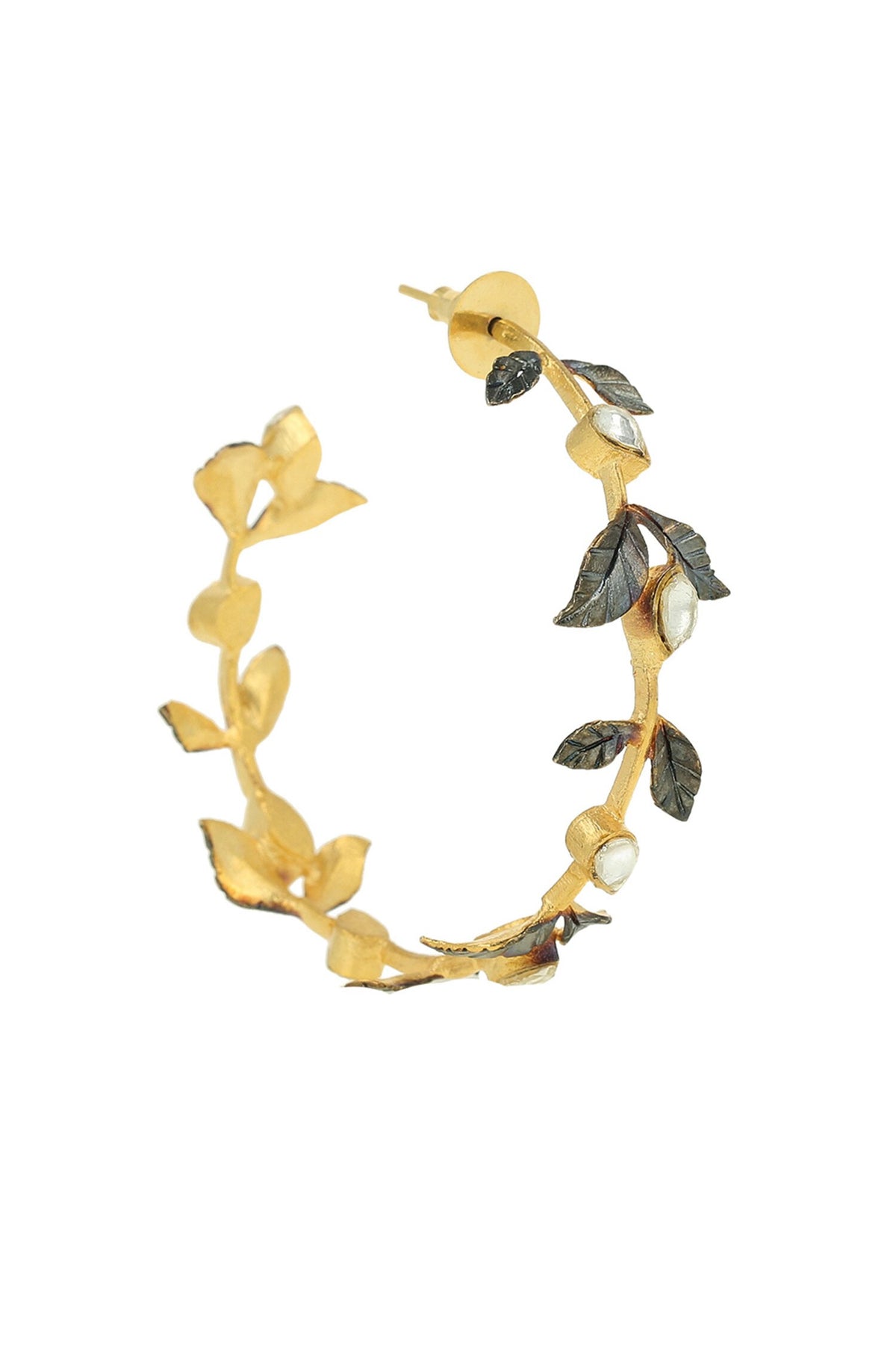 Leaf Embellished Hoops 