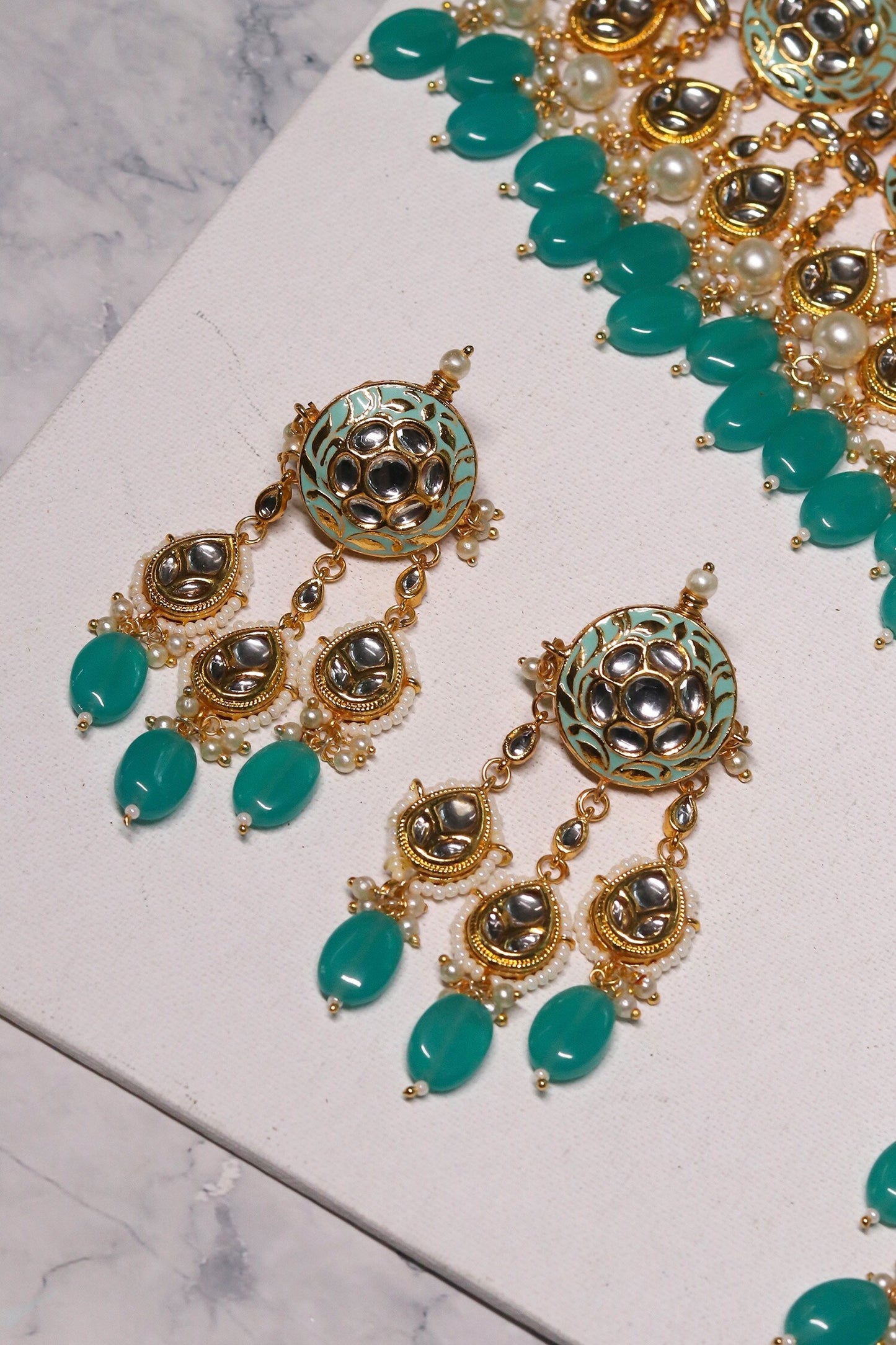 Handcrafted Stone Embellished Necklace Set With Maangtikka 