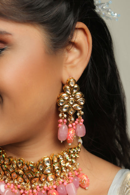 Abstract Stone Embellished Choker Necklace Set 