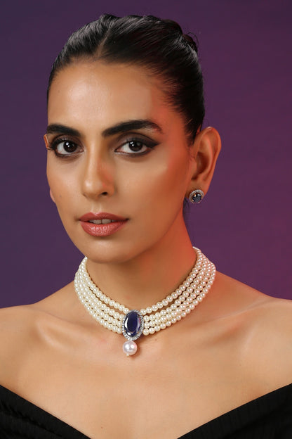 Pearl Embellished Necklace Set 