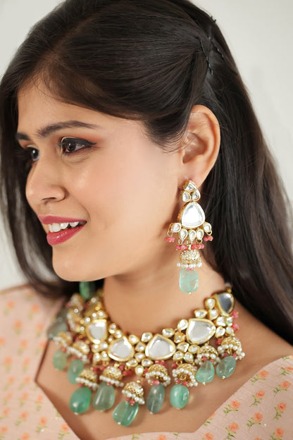 Diamond Stone Embellished Choker Set 