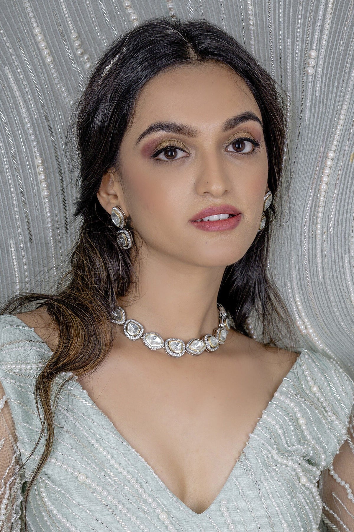 Kundan Stone Embellished Choker Set 