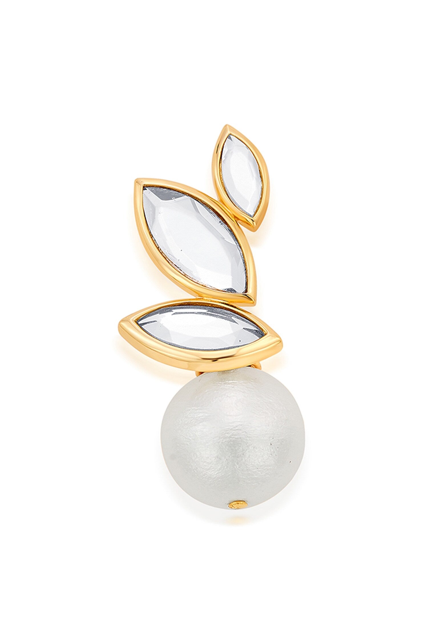 Marquise Mirror Pearl Studs 