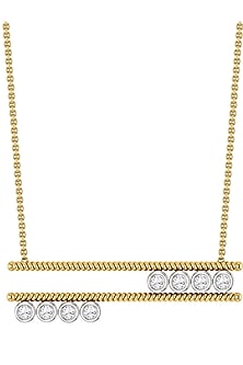 Two-Tone Finish Round-Shaped Wheel Of Diamond Pendant Necklace