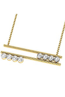 Two-Tone Finish Round-Shaped Wheel Of Diamond Pendant Necklace