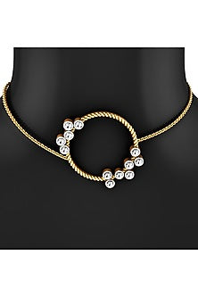 Two-Tone Finish Round-Shaped Bouquet Of Diamond Pendant Necklace