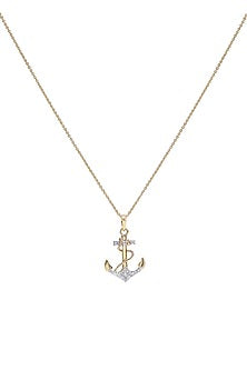 Two-Tone Finish Round-Shaped Diamond Anchor Pendant Necklace