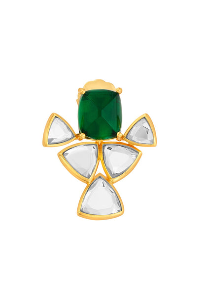 Shiza Mirror & Hydro Emerald Geometric Earrings 