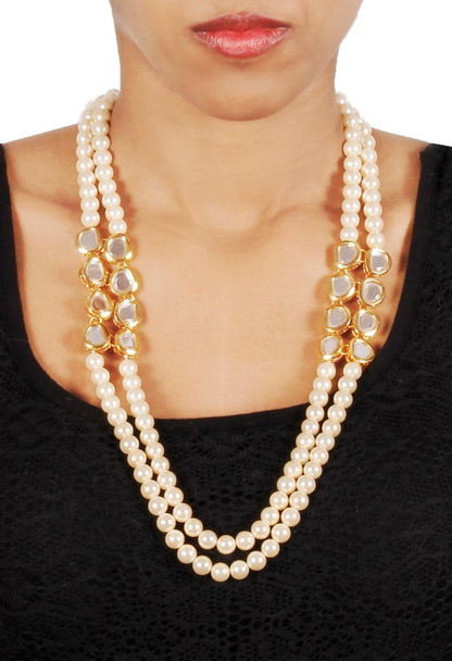 Kundan & Pearls Embellished Long Necklace 