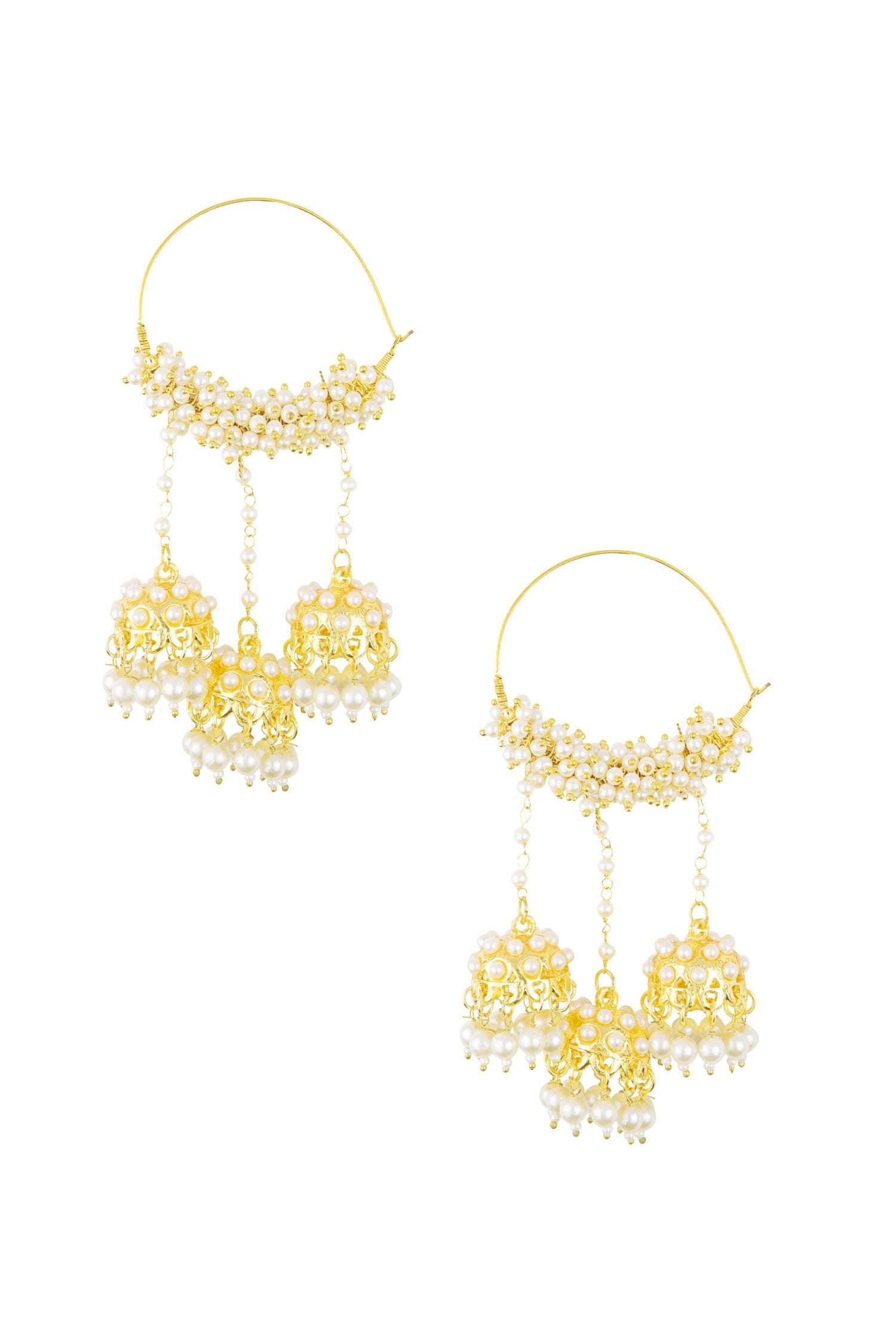 Pearl Embellished Hoop Earrings 