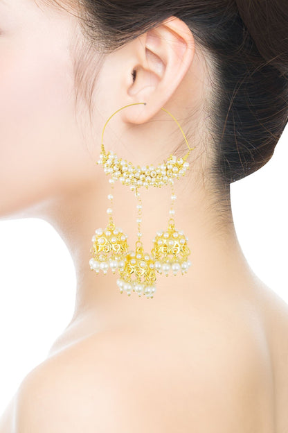 Pearl Embellished Hoop Earrings 