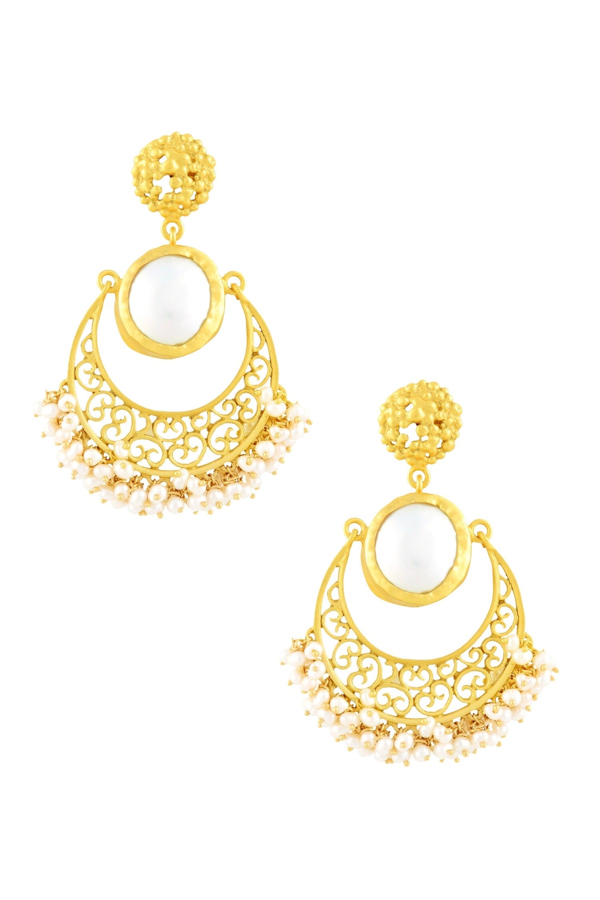 Gold Plated Pearl Stud Danglers 
