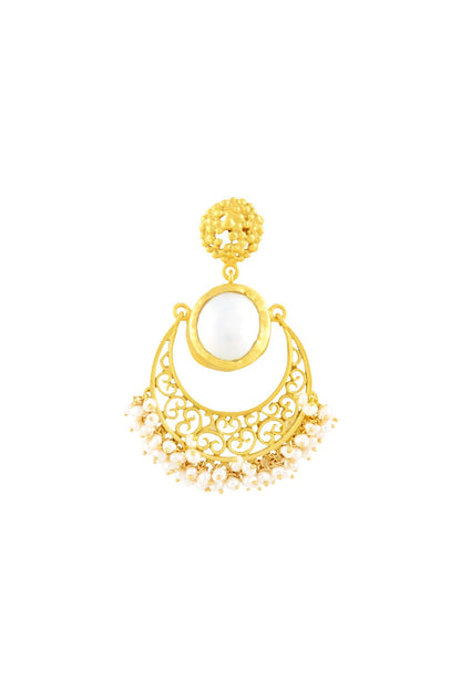 Gold Plated Pearl Stud Danglers 