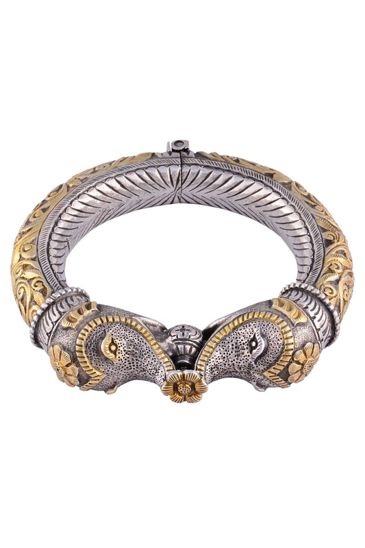 Antique silver & gold elephant cuff 