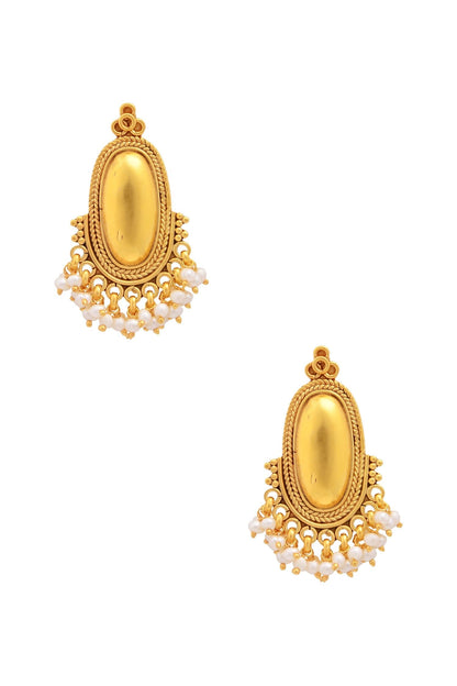 Gold plated drop earrings with pearls 