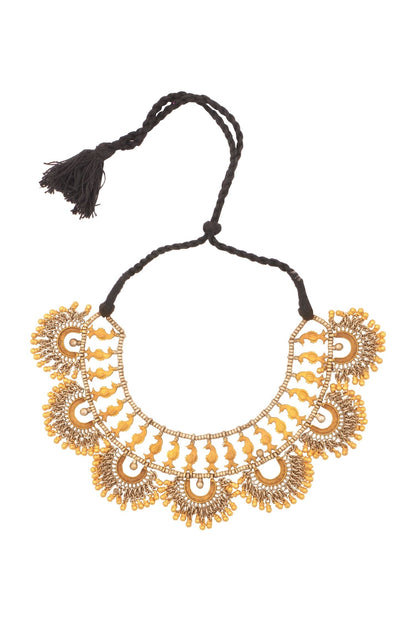 Antique gold & silver thread necklace with drop pendants 