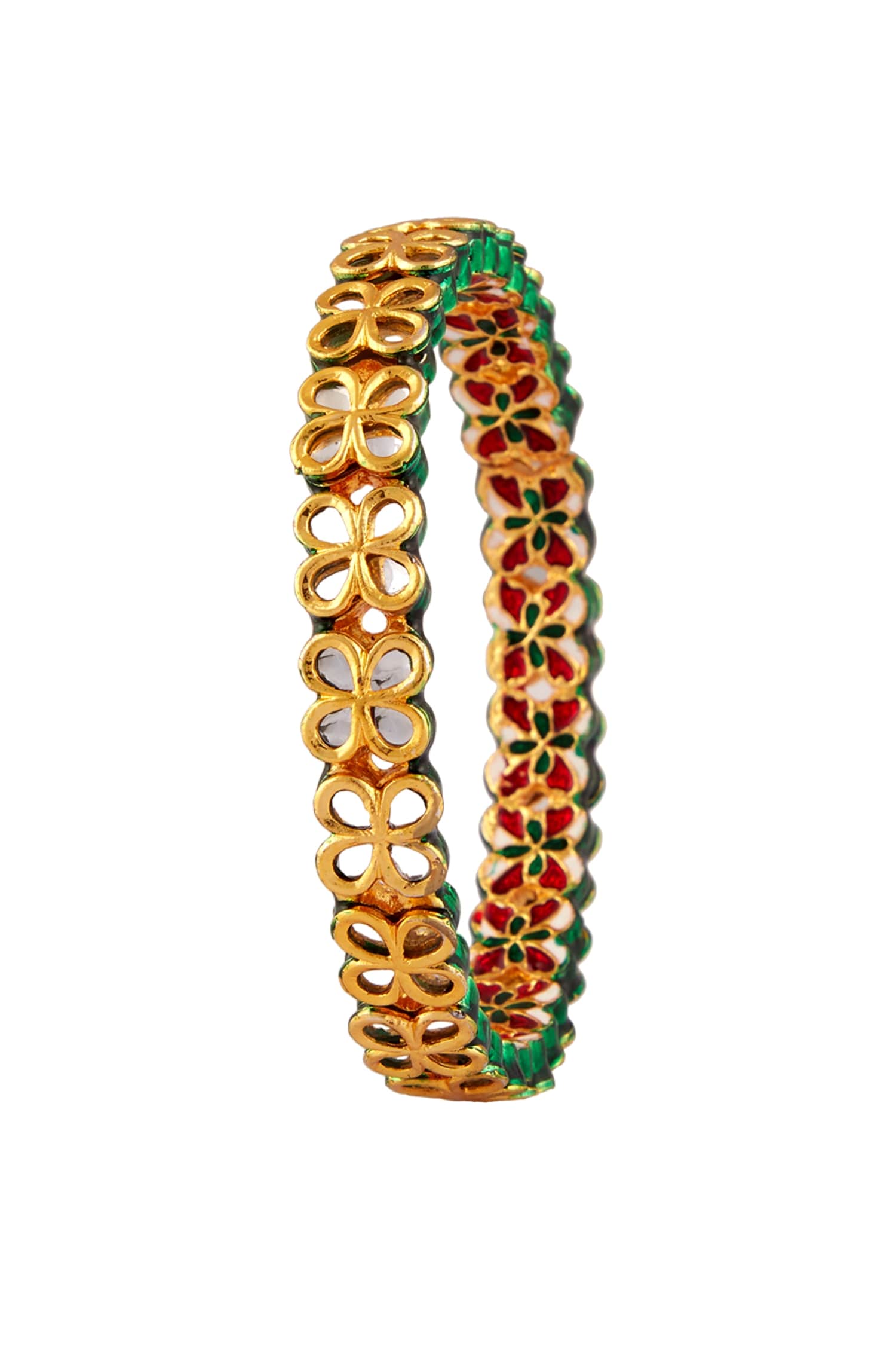 Gold Kundan Work Bangles Set 