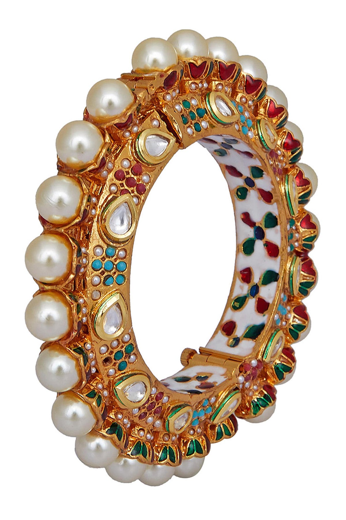 Stone & Pearl Embellished Bangle 